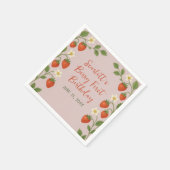 ベリーファースト誕生日かわいいイチゴフローラピンク スタンダードカクテルナプキン (角)