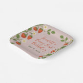 ベリーファースト誕生日かわいいイチゴフローラピンク ペーパープレート (傾斜あり)