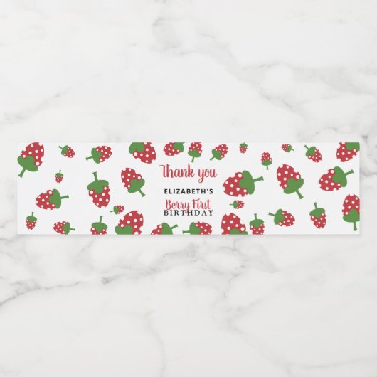 ベリーファースト誕生日かわいいストロベリーガールかわいい ペットボトルラベル (シングルラベル)