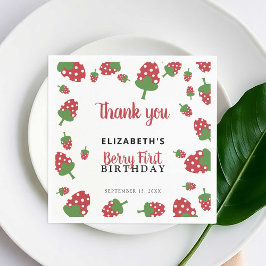 ベリーファースト誕生日かわいいストロベリーガールカスタム スタンダードカクテルナプキン