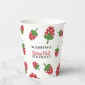 ベリーファースト誕生日かわいいストロベリーガールカスタム 紙コップ (正面)
