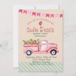 ベリーファースト誕生日イチゴテーマ招待状 招待状