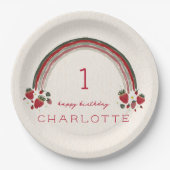 ベリーファースト誕生日イチゴフローラレインボー ペーパープレート (正面)