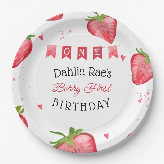 ベリーファースト誕生日イチゴ ペーパープレート (正面)