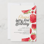 ベリーファースト誕生日イチゴ 招待状 (正面)