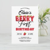 ベリーファースト誕生日イチゴ 招待状 (スタンド正面)