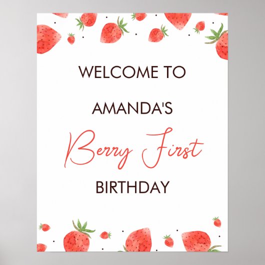 ベリーファースト誕生日ウェルカムサイン ポスター (正面)
