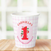 ベリーファースト誕生日ウォーターカラーイチゴ 紙コップ