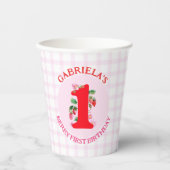 ベリーファースト誕生日ウォーターカラーイチゴ 紙コップ (正面)