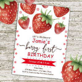 ベリーファースト誕生日ウォーターカラーガール 招待状