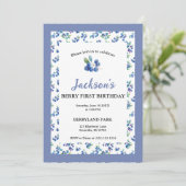 ベリーファースト誕生日ウォーターカラーブルーベリー招待状 招待状 (スタンド正面)