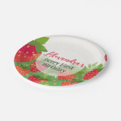 ベリーファースト誕生日ガールズストロベリパーソナライズされたー ペーパープレート (アングル)