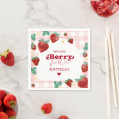 ベリーファースト誕生日ガール1stバースデーストロベリー スタンダードカクテルナプキン (インサイチュ)