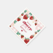 ベリーファースト誕生日ガール1stバースデーストロベリー スタンダードカクテルナプキン (角)