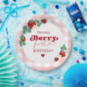 ベリーファースト誕生日ガール1stバースデーストロベリー ペーパープレート (パーティー)