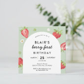 ベリーファースト誕生日ストロベリーアーチスクエア 招待状 (スタンド正面)