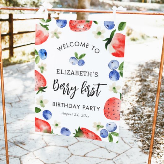 ベリーファースト誕生日ストロベリーウェルカム ポスター