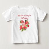 ベリーファースト誕生日ストロベリーウォーターカラーガール ベビーTシャツ (正面)