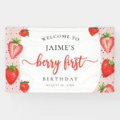 ベリーファースト誕生日ストロベリーガールウェルカム 横断幕 (横)