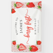 ベリーファースト誕生日ストロベリーガールウェルカム 横断幕 (縦)