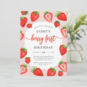 ベリーファースト誕生日ストロベリーガール1st誕生日 招待状 (スタンド正面)