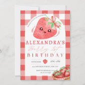 ベリーファースト誕生日ストロベリーガール1st誕生日 招待状 (正面)