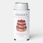 ベリーファースト誕生日ストロベリーケーキ誕生日 スリム缶クーラー (Seltzer正面)