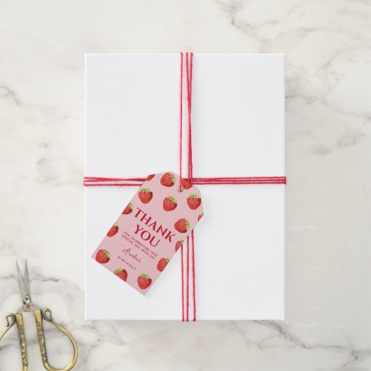 ベリーファースト誕生日ストロベリーサンキュー ギフトタグ (より糸付き)