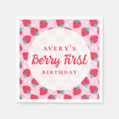 ベリーファースト誕生日ストロベリーデイジー スタンダードカクテルナプキン (正面)