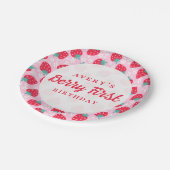 ベリーファースト誕生日ストロベリーデイジー ペーパープレート (アングル)