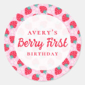 ベリーファースト誕生日ストロベリーデイジー ラウンドシール (正面)