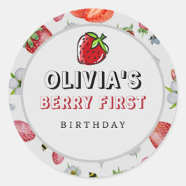 ベリーファースト誕生日ストロベリーバースデーパーティー ラウンドシール