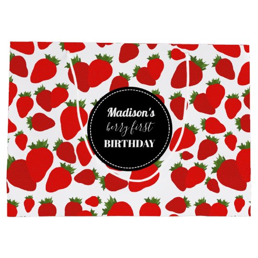 ベリーファースト誕生日ストロベリーバースデーパーティー ラージペーパーバッグ (裏面)