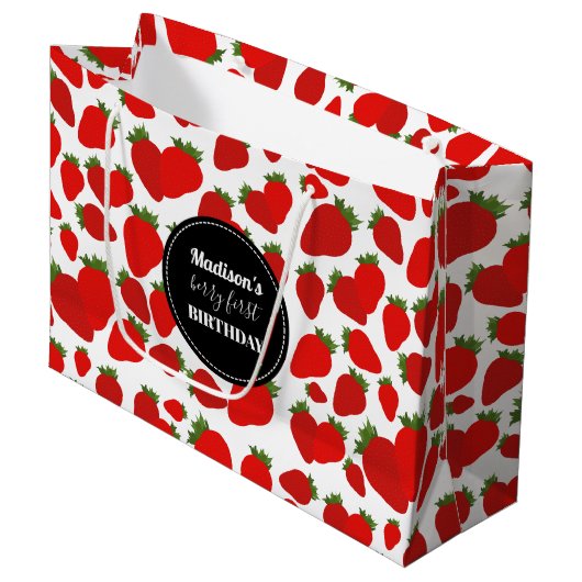 ベリーファースト誕生日ストロベリーバースデーパーティー ラージペーパーバッグ (正面アングル)