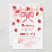 ベリーファースト誕生日ストロベリーファーストフォトボウ 招待状 (正面)