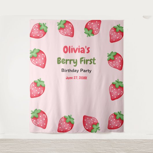 ベリーファースト誕生日ストロベリーファースト誕生日 タペストリー (正面)