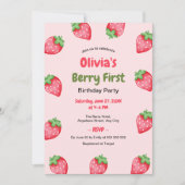 ベリーファースト誕生日ストロベリーファースト誕生日 招待状 (正面)