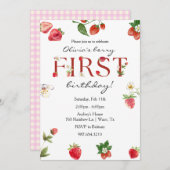 ベリーファースト誕生日ストロベリーファースト誕生日 招待状 (正面/裏面)