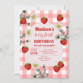 ベリーファースト誕生日ストロベリーファースト1歳 招待状 (正面)