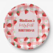 ベリーファースト誕生日ストロベリーファースト1stウェルカム ペーパープレート (正面)