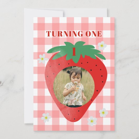 ベリーファースト誕生日ストロベリーファースト1st写真 招待状 (裏面)