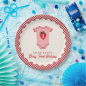 ベリーファースト誕生日ストロベリーボディスーツ ペーパープレート (パーティー)