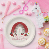 ベリーファースト誕生日ストロベリーレインボーフローラ ペーパープレート (パーティー)