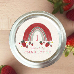 ベリーファースト誕生日ストロベリーレインボーフローラ ラウンドシール