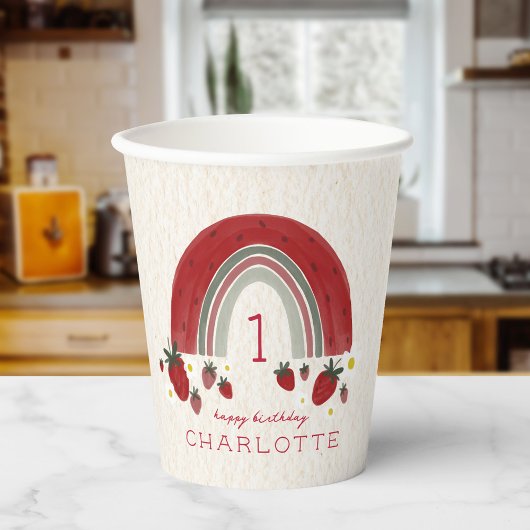 ベリーファースト誕生日ストロベリーレインボーフローラ 紙コップ