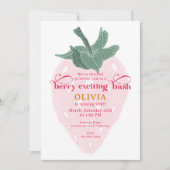 ベリーファースト誕生日バッシュ – ストロベリー招待状 招待状 (正面)