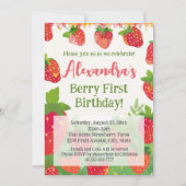 ベリーファースト誕生日パーティーガールズストロベリー1st 招待状 (正面)