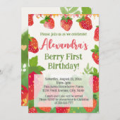 ベリーファースト誕生日パーティーガールズストロベリー1st 招待状 (正面/裏面)