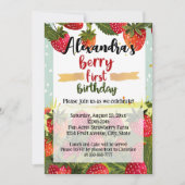 ベリーファースト誕生日パーティーガールズストロベリー1st 招待状 (正面)