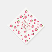 ベリーファースト誕生日パーティーストロベリーハート スタンダードカクテルナプキン (角)